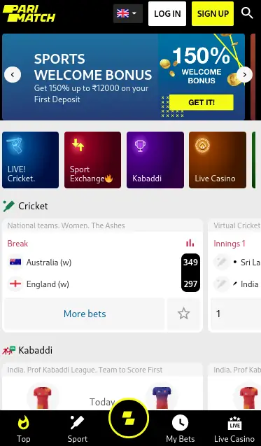 Parimatch apk for Android devices