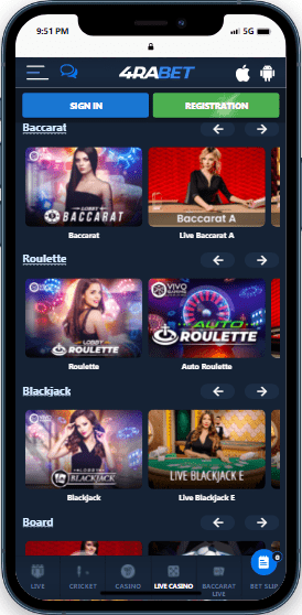 Mobile website of 4rabet