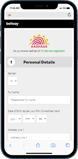 Betway App registration