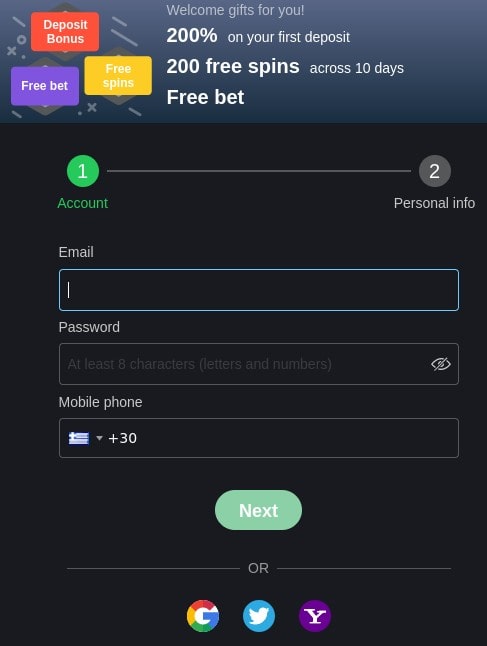 Bons casino India registration