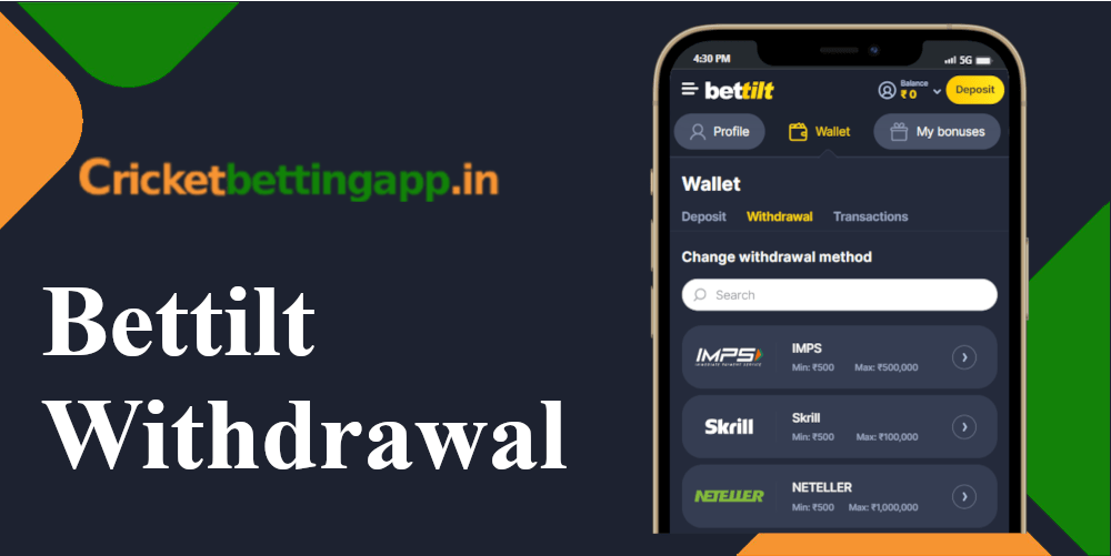 Bettilt app available withdrawal methods for players from India