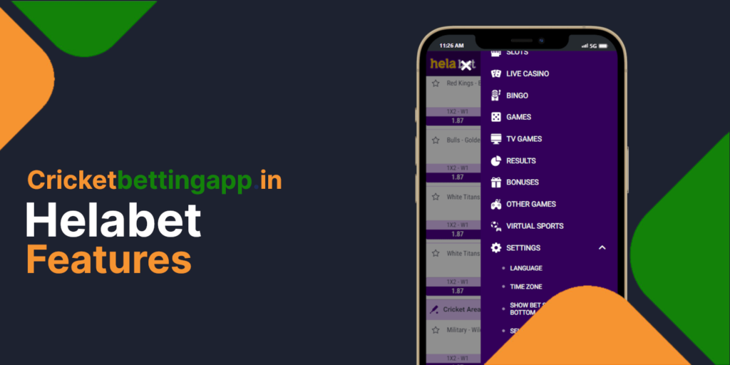 Helabet features of the mobile application for Android and iOS devices