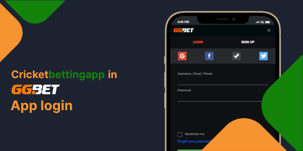 GGbet login form to personal account