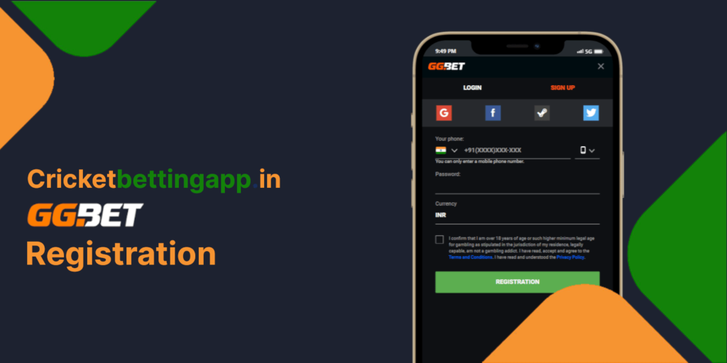 GGbet registration form in order to create a free personal account in India
