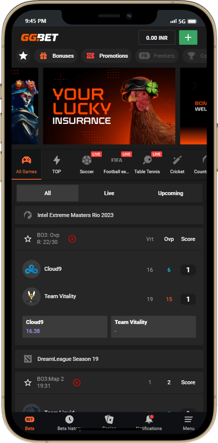 GGbet app iOS app screenshot