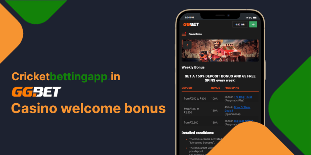 GGbet India casino welcome bonus