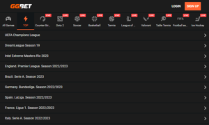 GGBet sports betting and online casino website dekstop view