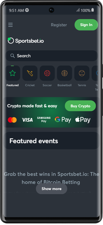 Sportsbet io app on Xiaomi device