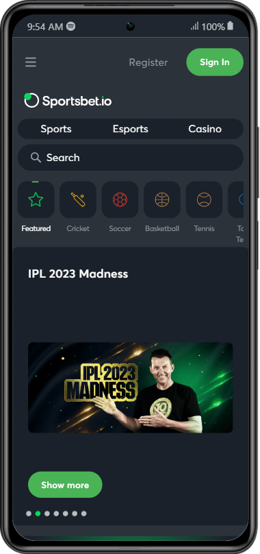 Sportsbet io on Android Google pixel device