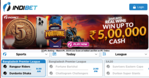 Indibet sports betting and online casino site with mobile application for Android and iOS devices